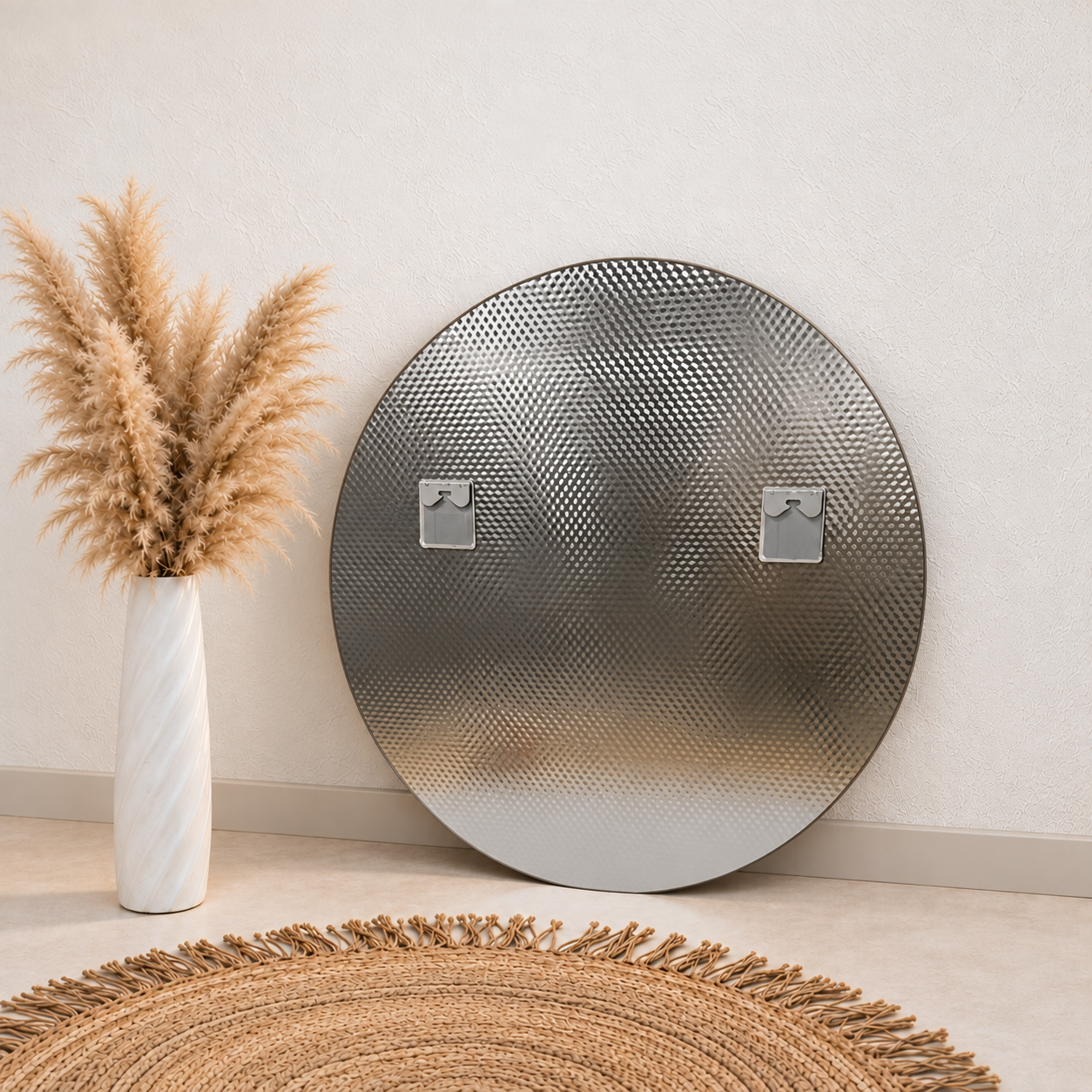 Round Full-Length Frameless Floating Wall Mirror Ø110 cm High-Quality Float Glass Model 88017C