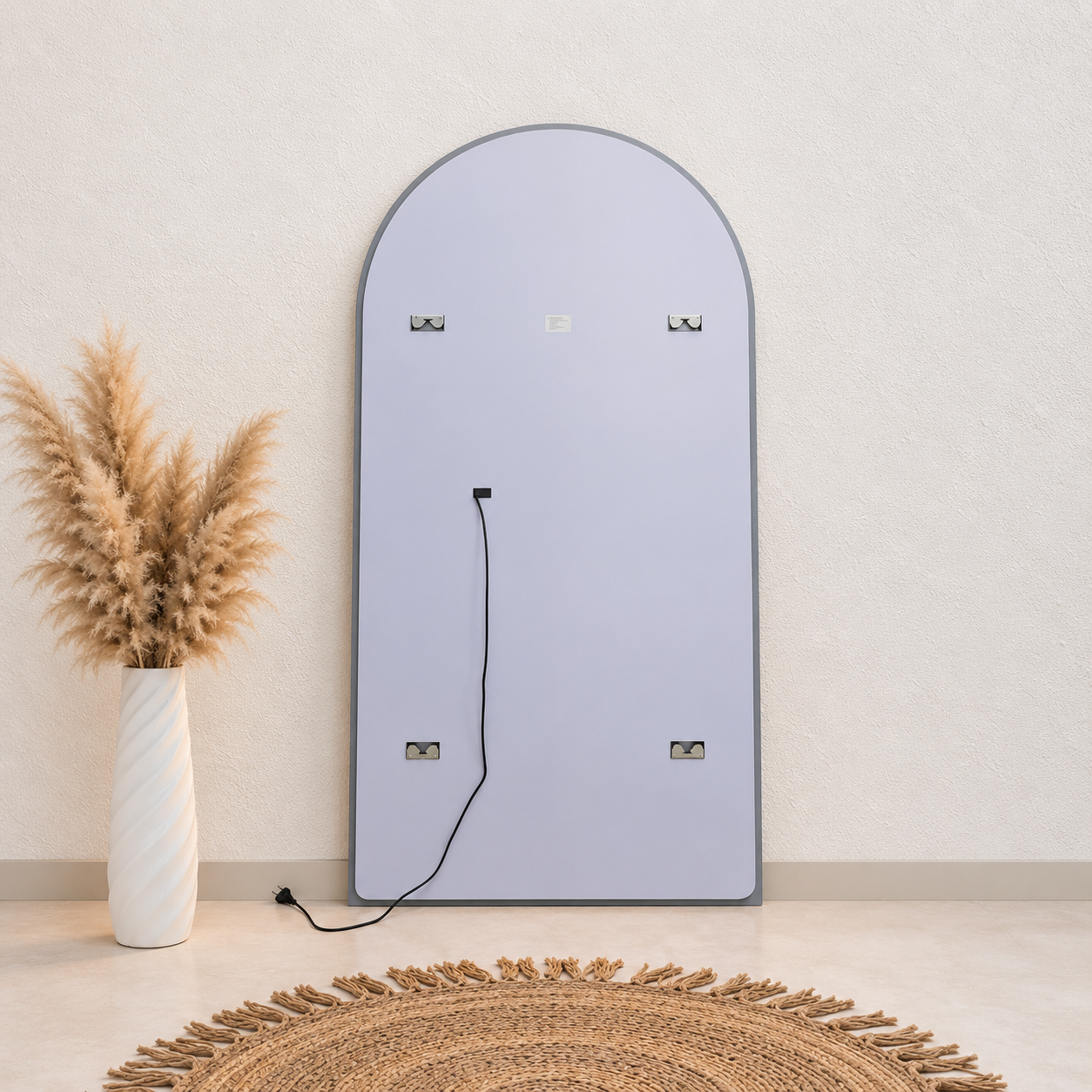 Arch Full-Length Frameless Floating Wall Mirror 100*180 cm with Backlit LED Lighting Ultra White Float Glass Model LM-71LD