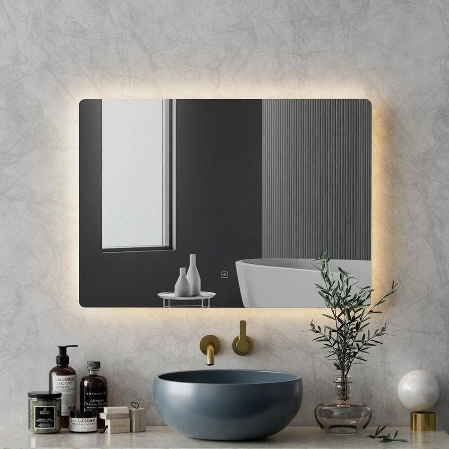 Square Frameless Floating Wall Mirror with Backlit LED & Defogger 60×60 cm – Model 17401D