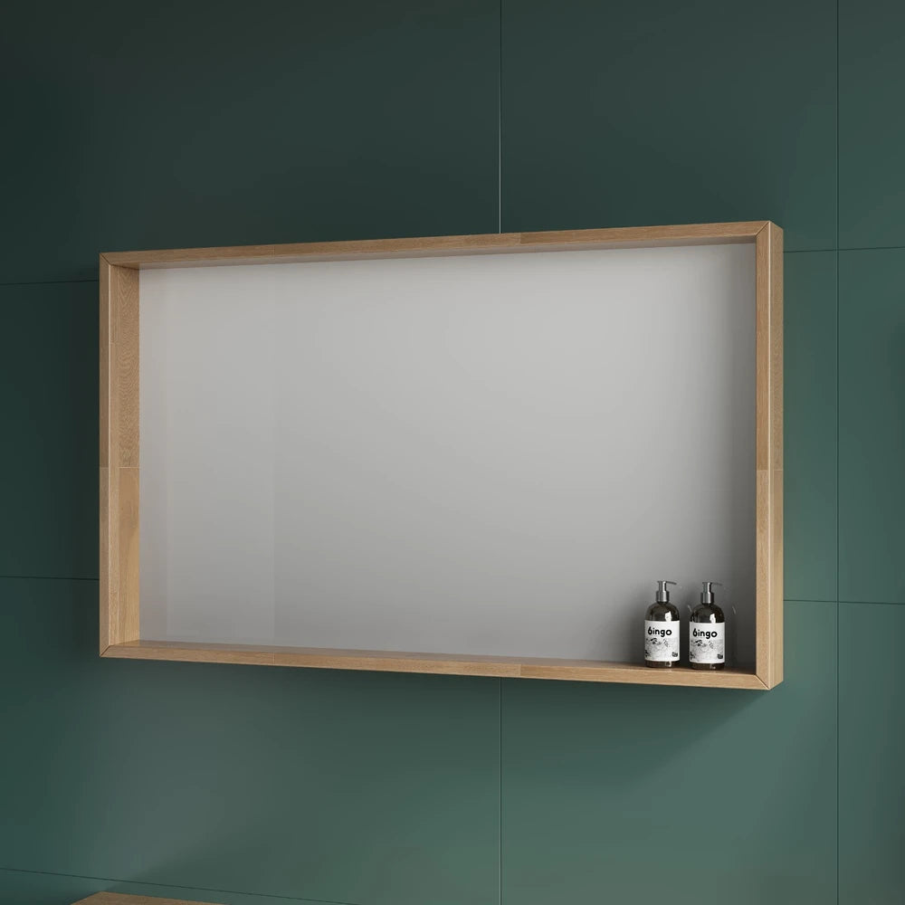 Rectangular Floating Wall Mirror 120×60 cm with Natural Oak Wood Frame – Model 695D