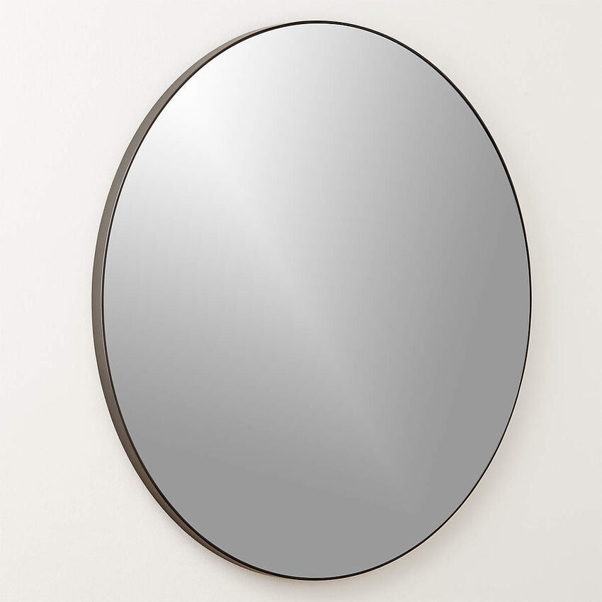 Round Floating Wall Mirror Ø60 cm with Matte Black Stainless-Steel Aluminum Frame – Model 5051BD