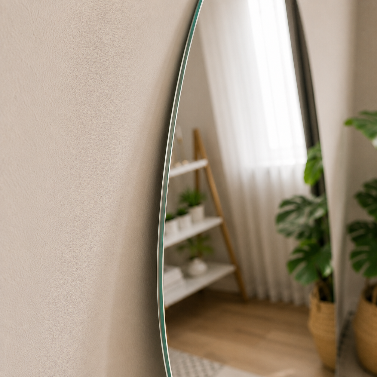 Asymmetrical Full-Length Frameless Floating Wall Mirror 70×180 cm High-Quality Silver Model LM-54