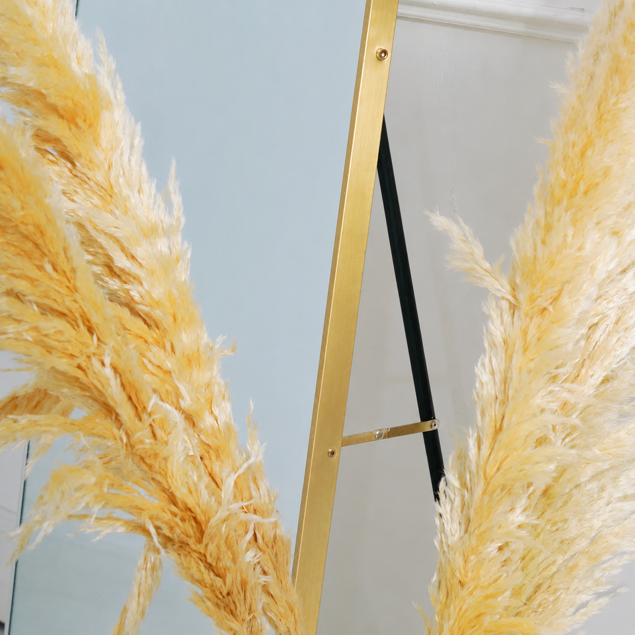 Arch Full-Length Standing & Wall-Mount Mirror 70×180 cm High-Quality Silver with Matte Gold Aluminum Frame Model LM-15G