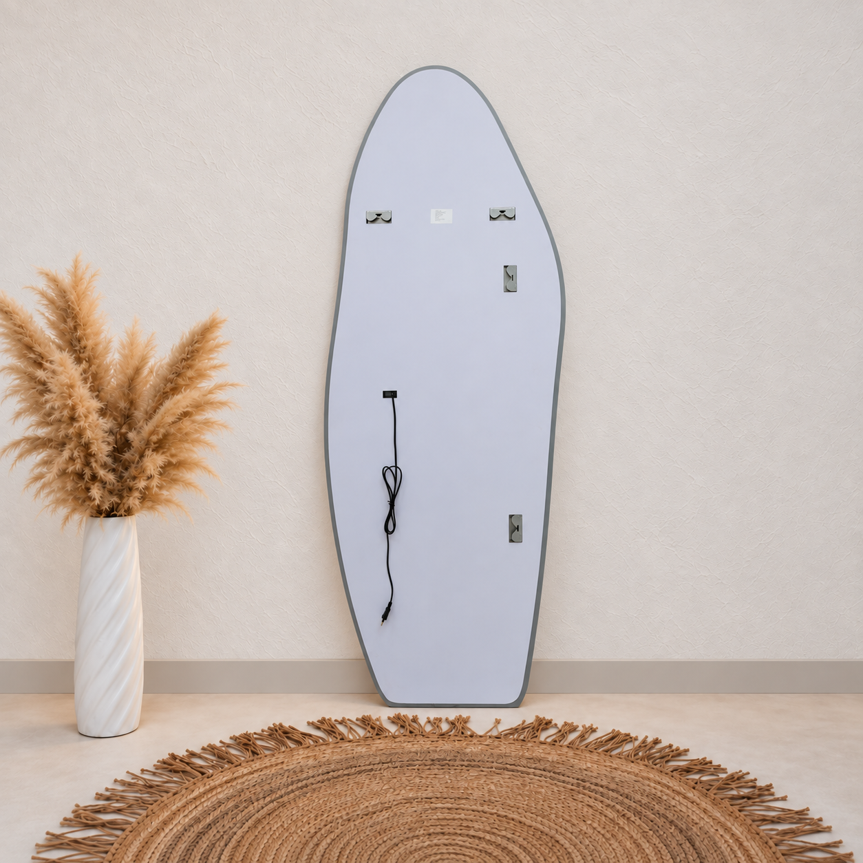 Asymmetrical Full-Length Frameless Floating Wall Mirror 70*180 cm with Backlit LED Lighting Ultra White Float Glass Model LM-54LD