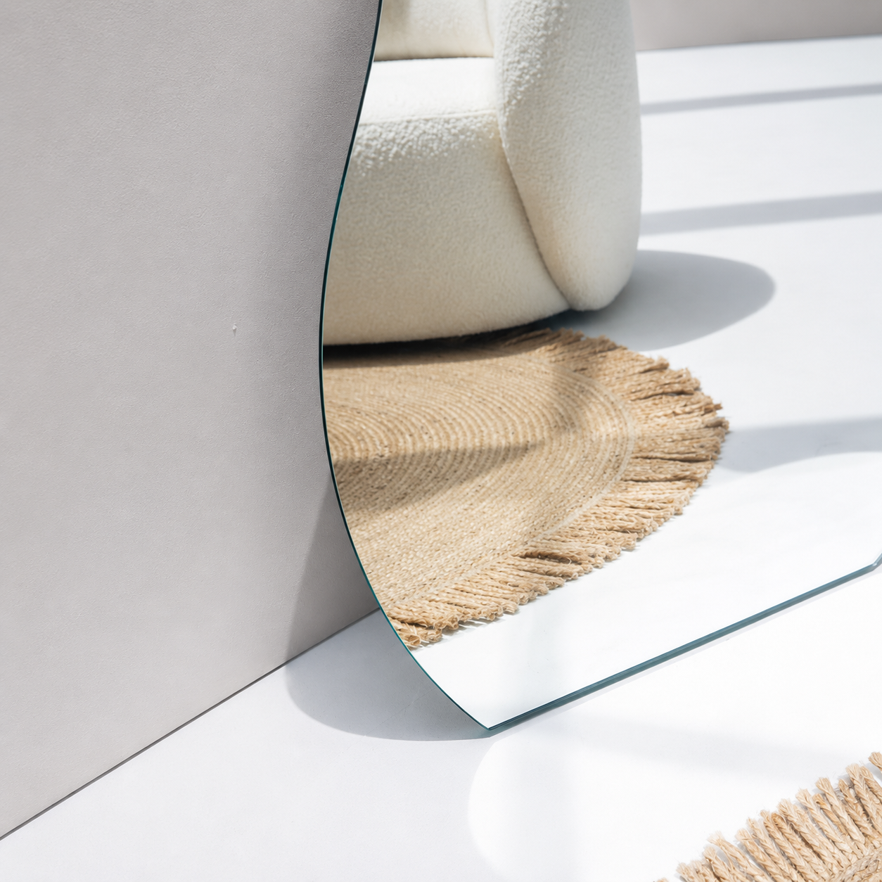 Asymmetrical Full-Length Frameless Floating Wall Mirror 100×180 cm High-Quality Silver Model LM-70