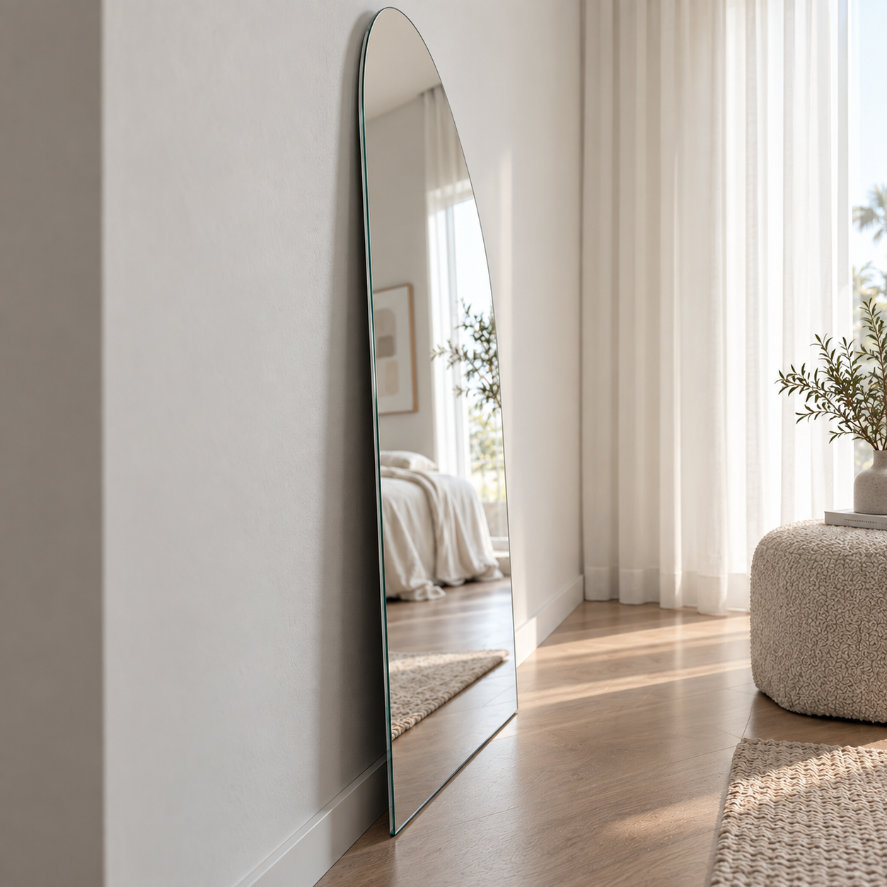 Arch Full-Length Frameless Floating Wall Mirror 100×180 cm Ultra White Float Glass Model LM-71
