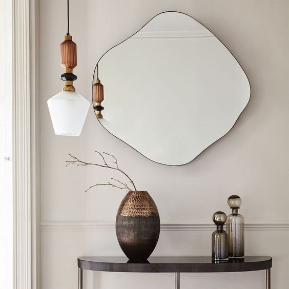 Asymmetrical Frameless Floating Wall Mirror 65×68 cm – Model M1D