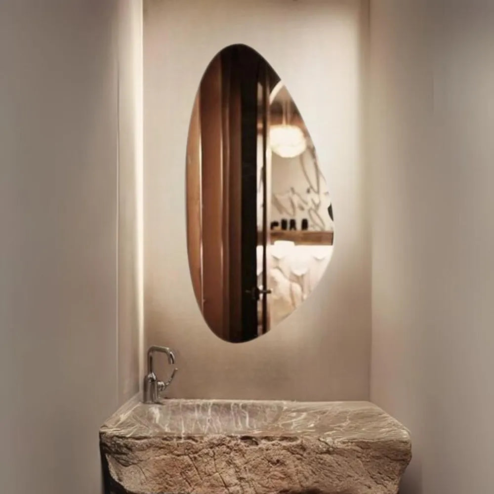 Asymmetrical Frameless Floating Wall Mirror 49×80 cm – Model M2D