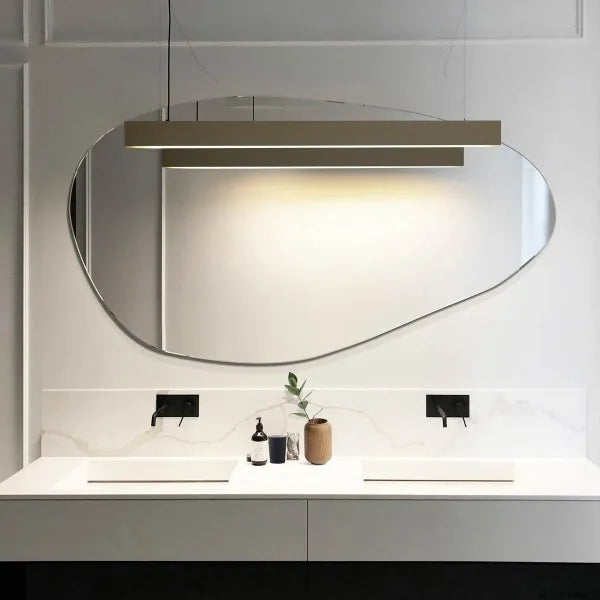Asymmetrical Frameless Floating Wall Mirror 100×60 cm – Model M6D