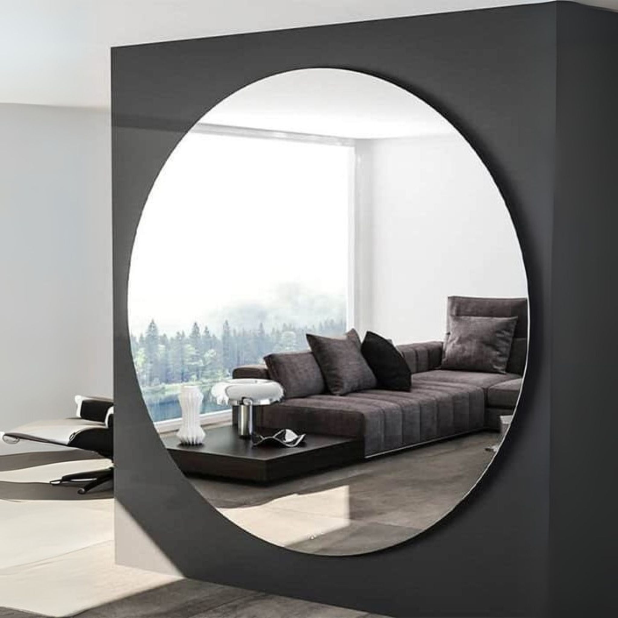 Round Full-Length Frameless Floating Wall Mirror Ø130 cm – Model 88019CD