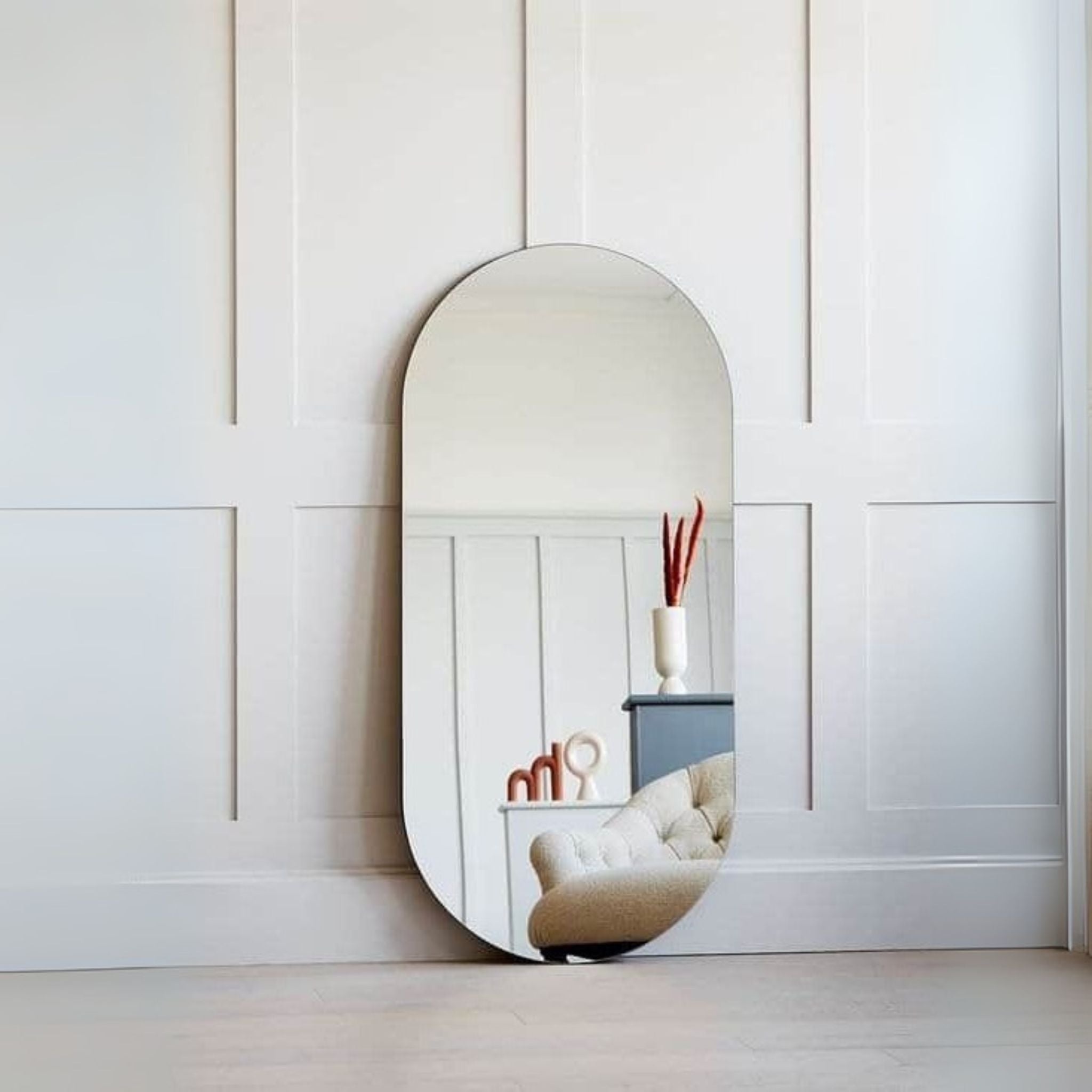 Ovall Full-Length Frameless Floating Wall Mirror 60×150 cm – Model 55648D