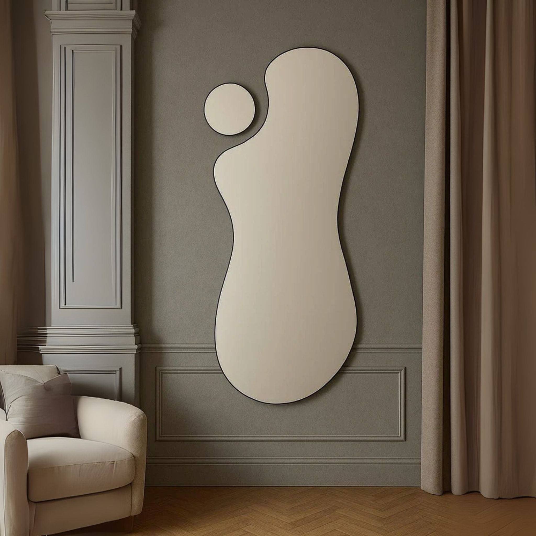 Asymmetrical Full-Length Frameless Floating Wall Mirror 70×180 cm – Model LM595D