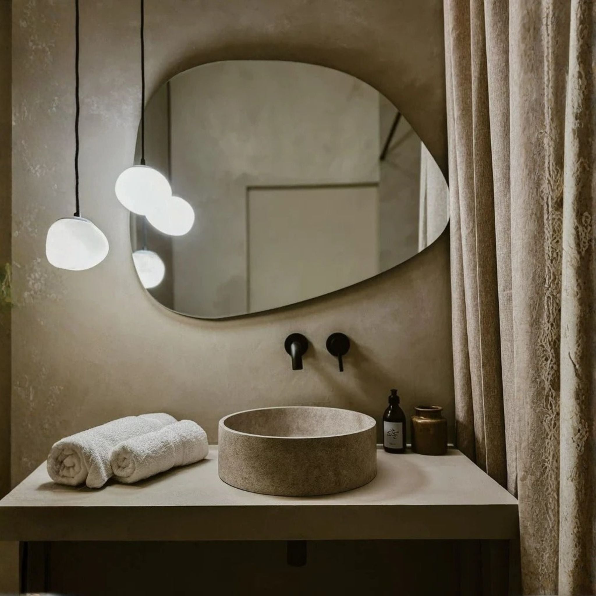 Asymmetrical Frameless Floating Wall Mirror 90×80 cm – Model M765D