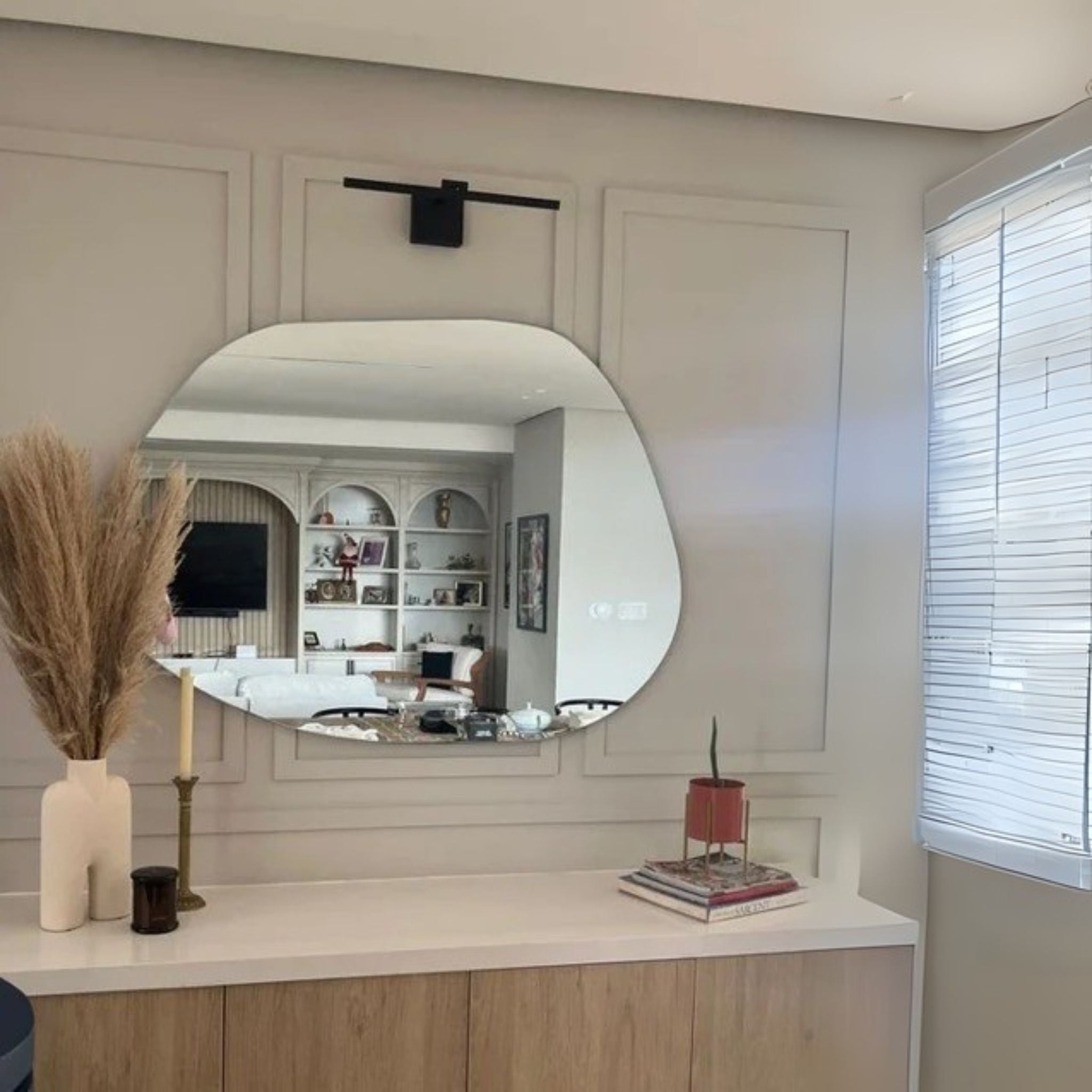 Asymmetrical Frameless Floating Wall Mirror 100×70 cm – Model M763D