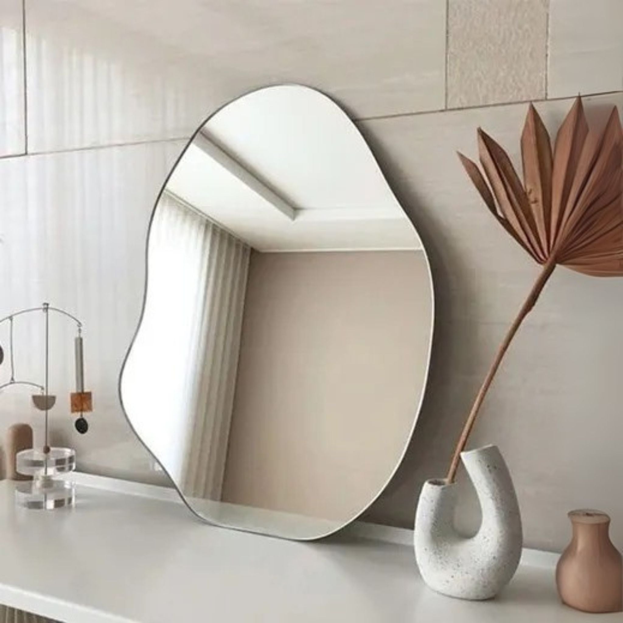 Asymmetrical Frameless Floating Wall Mirror 70×85 cm – Model M14D
