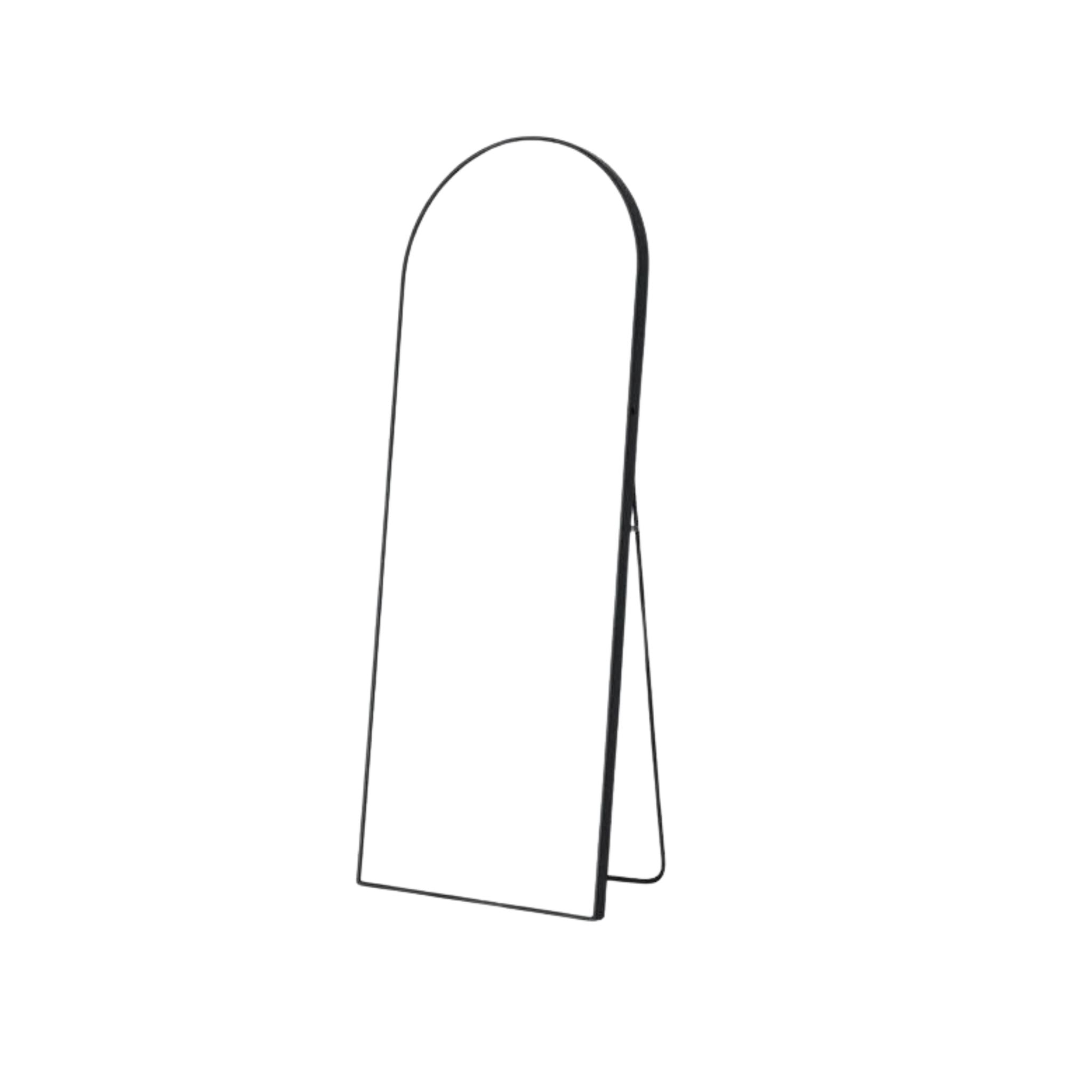 Oval Full-Length Standing & Wall-Mount Mirror 70×180 cm with Matte Black Stainless-Steel Aluminum Frame – Model LM15BD