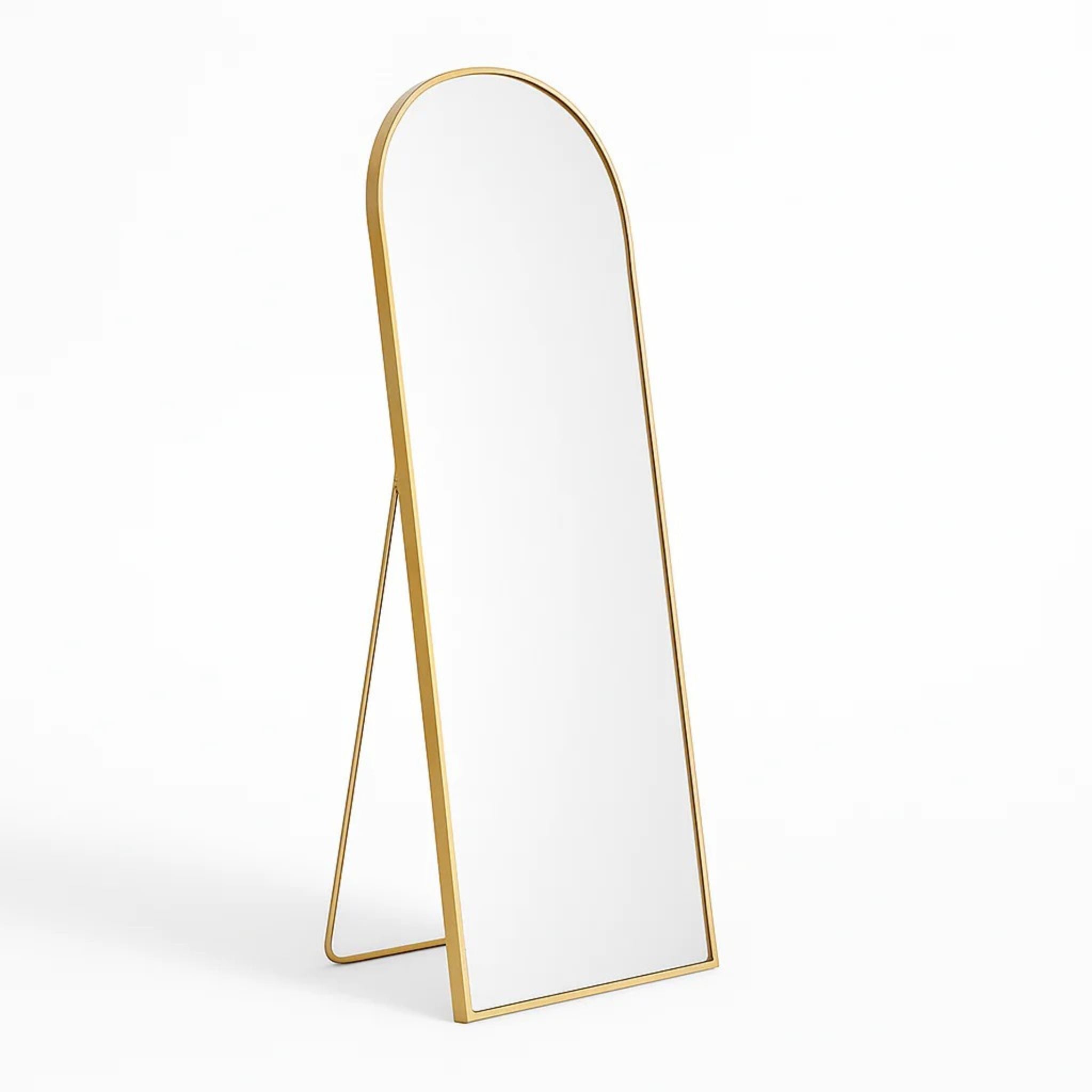 Oval Full-Length Standing & Wall-Mount Mirror 70×180 cm with Matte gold Stainless-Steel Aluminum Frame – Model LM15GD