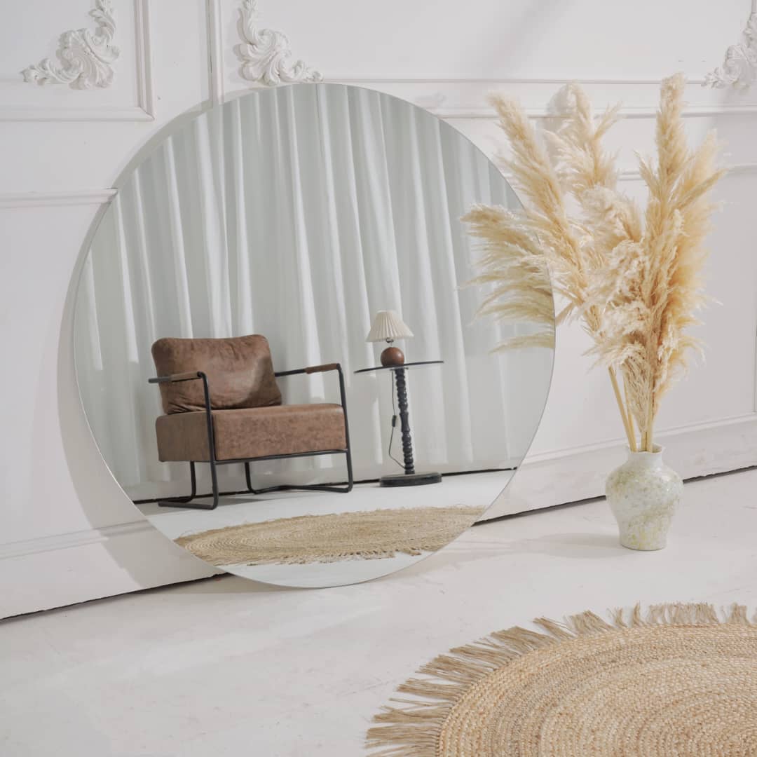 Round Full-Length Frameless Floating Wall Mirror Ø110 cm – Model 88017CD