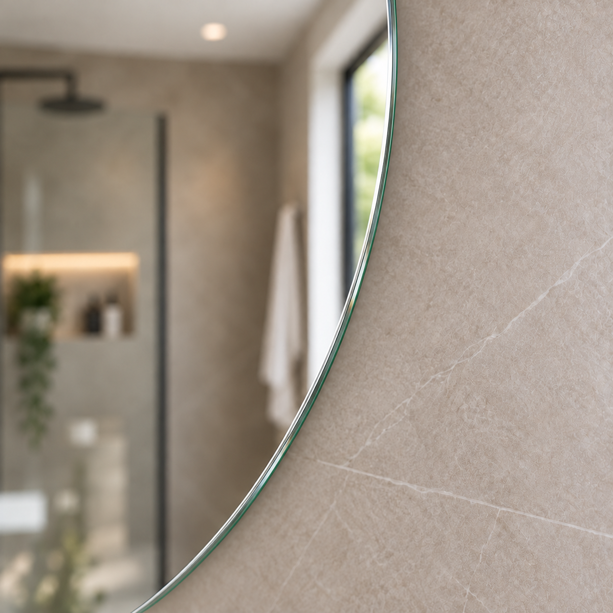 Round Frameless Floating Wall Mirror Ø60 cm High-Quality Float Glass Model 88012C