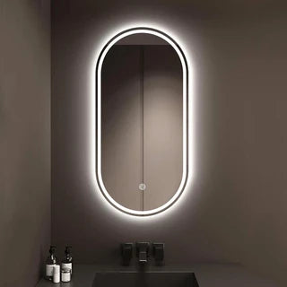 Oval Frameless Floating Wall Mirror with Front LED & Defogger 60×80 cm – Model 15301D